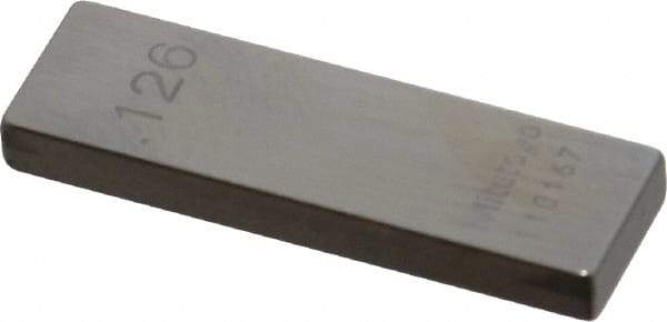 Mitutoyo - 0.126" Rectangular Steel Gage Block - Accuracy Grade AS-1, Includes Certificate of Inspection - All Tool & Supply