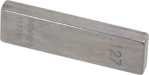 Mitutoyo - 0.127" Rectangular Steel Gage Block - Accuracy Grade AS-1, Includes Certificate of Inspection - All Tool & Supply