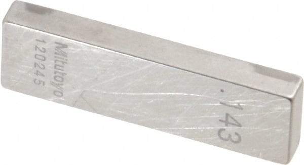 Mitutoyo - 0.143" Rectangular Steel Gage Block - Accuracy Grade AS-1, Includes Certificate of Inspection - All Tool & Supply