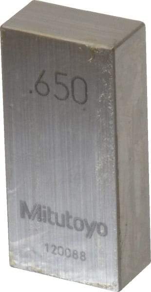 Mitutoyo - 0.65" Rectangular Steel Gage Block - Accuracy Grade AS-1, Includes Certificate of Inspection - All Tool & Supply