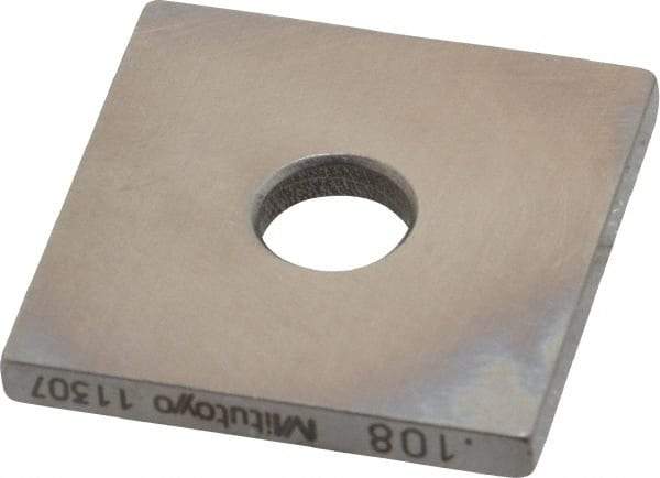 Mitutoyo - 0.108" Square Steel Gage Block - Accuracy Grade 0, Includes Certificate of Inspection - All Tool & Supply