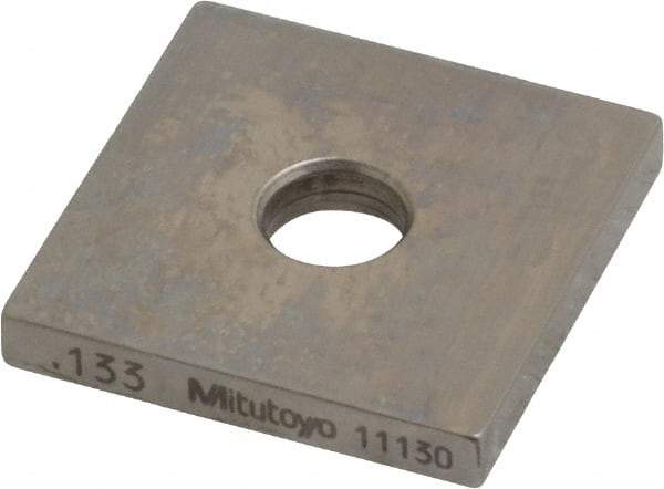 Mitutoyo - 0.133" Square Steel Gage Block - Accuracy Grade 0, Includes Certificate of Inspection - All Tool & Supply