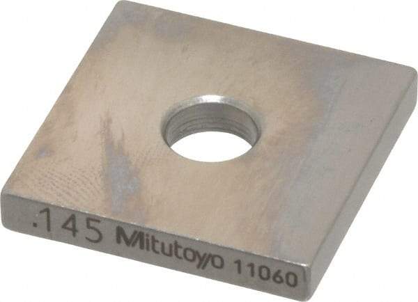 Mitutoyo - 0.145" Square Steel Gage Block - Accuracy Grade 0, Includes Certificate of Inspection - All Tool & Supply