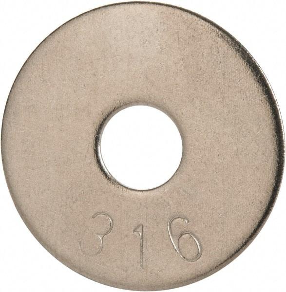 Value Collection - 1/4" Screw, Grade 316 Stainless Steel Fender Flat Washer - 1/4" ID x 1" OD, 0.06" Thick, Plain Finish - All Tool & Supply