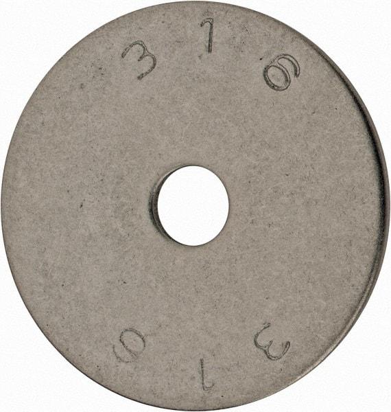 Value Collection - 1/4" Screw, Grade 18-8 Stainless Steel Fender Flat Washer - 1/4" ID x 1-1/2" OD, 0.072" Thick, Plain Finish - All Tool & Supply