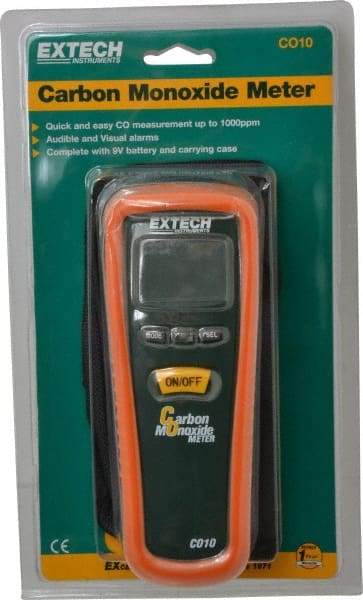 Extech - Audible Alarm, LCD Display, Carbon Monoxide (CO) Meter - Monitors Carbon Monoxide - All Tool & Supply