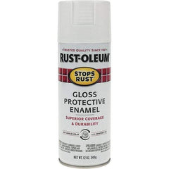 Rust-Oleum - White, Gloss, Enamel Spray Paint - 10 to 12 Sq Ft per Can, 12 oz Container, Use on Metal - All Tool & Supply