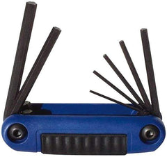 Eklind - 7 Piece Fold-Up Hex Key Set - Hex Range 2 to 8mm, Chrome Alloy Steel - All Tool & Supply