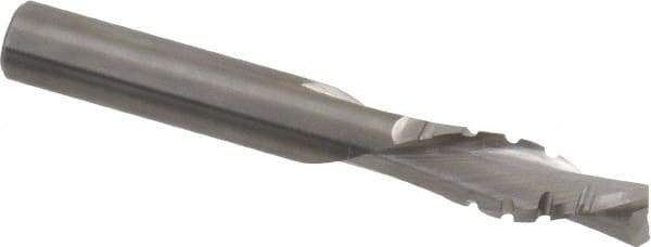 Onsrud - 3/8" Cutting Diam x 1-1/8" Length of Cut, 2 Flute, Downcut Spiral Router Bit - Uncoated, Right Hand Cut, Solid Carbide, 3" OAL x 3/8" Shank Diam, Chipbreaker, 30° Helix Angle - All Tool & Supply