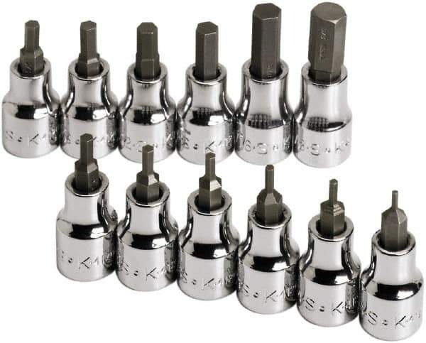 SK - 12 Piece 3/8" Drive Inch Hex Bit Socket Set - 1/16 to 3/8" Hex - All Tool & Supply