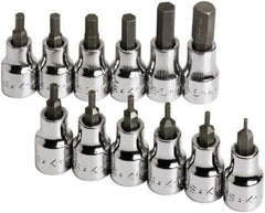 SK - 12 Piece 3/8" Drive Inch Hex Bit Socket Set - 1/16 to 3/8" Hex - All Tool & Supply