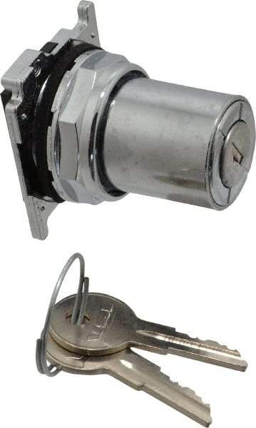 Eaton Cutler-Hammer - 30-1/2mm Mount Hole, 2 Position, Key Operated, Selector Switch Only - Silver, Maintained (MA) - All Tool & Supply