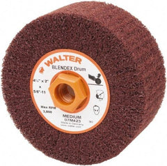 WALTER Surface Technologies - 4-1/2" Diam Aluminum Oxide Unmounted Flap Wheel - 5/8" Hole, 5/8-11 Thread, 2" Wide, Nonwoven, Medium Grade, 3,800 Max RPM - All Tool & Supply