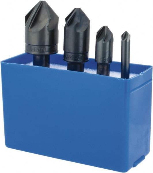 M.A. Ford - 4 Piece, 1/4 to 1" Head Diam, 82° Included Angle, Single End Countersink Set - All Tool & Supply