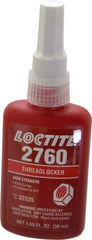 Loctite - 50 mL Bottle, Red, High Strength Liquid Threadlocker - Series 2760, 24 hr Full Cure Time, Hand Tool, Heat Removal - All Tool & Supply