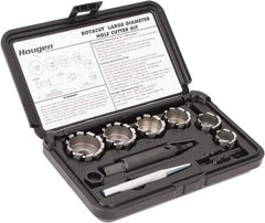 Hougen - 9 Piece, 7/8 to 1-1/2" Cutter Diam, 1/2" Cutting Depth, High Speed Steel Annular Cutter Set - Bright Finish, 1/2" Shank Diam, 7/8, 1, 1-1/8, 1-1/4, 1-3/8, 1-1/2" Cutter Diams - All Tool & Supply