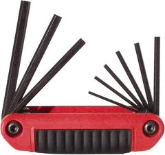 Eklind - 9 Piece Fold-Up Hex Key Set - Hex Range 5/64 to 1/4", 4-1/2" OAL, Chrome Alloy Steel - All Tool & Supply