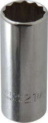 Proto - 3/8" Drive, Deep Hand Socket - 12 Points, 2-3/4" OAL, Chrome Vanadium, Chrome Finish - All Tool & Supply