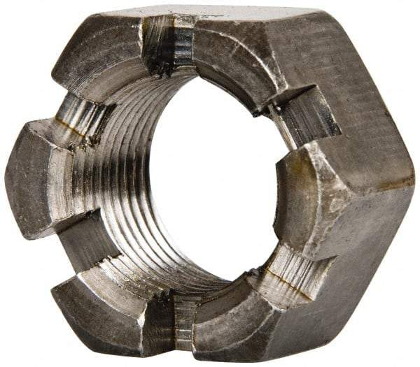 Value Collection - 7/8-14 UNF Grade 2 Steel Slotted Locknut - 1-5/16" Width Across Flats, 3/4" High, Uncoated - All Tool & Supply