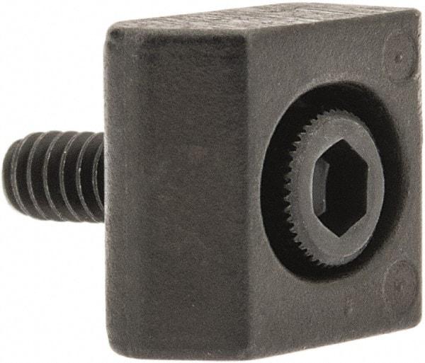 Mitee-Bite - 4-40 Screw Thread, 3/8" Wide x 0.075" High, Serrated Steel Standard Style Screw Mount Toe Clamp - 650 Lb Holding Force, 16" Lb Torque, 1.33 Lb Ft Torque, 0.26" Long Extension, 0.0075" Throw, 8 Clamps in Package - All Tool & Supply