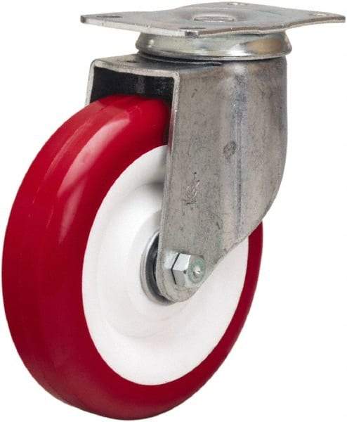 Hamilton - 5" Diam x 1-3/8" Wide x 6-1/16" OAH Top Plate Mount Swivel Caster - Polyurethane Mold on Polypropylene, 325 Lb Capacity, Sealed Precision Ball Bearing, 2-1/2 x 3-3/4" Plate - All Tool & Supply