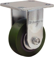 Hamilton - 4" Diam x 1-1/2" Wide x 5-5/8" OAH Top Plate Mount Rigid Caster - Polyurethane Mold onto Cast Iron Center, 675 Lb Capacity, Straight Roller Bearing, 4 x 4-1/2" Plate - All Tool & Supply