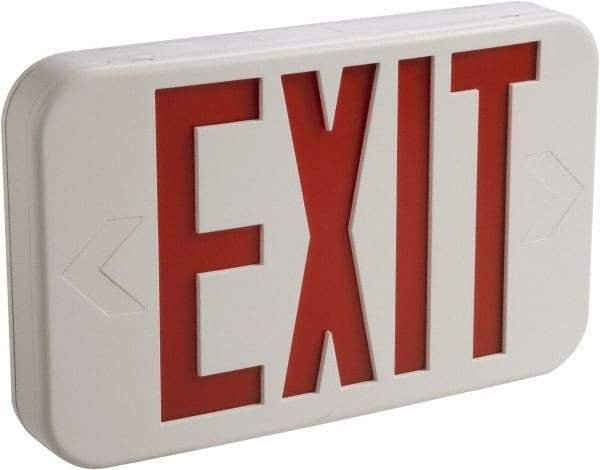 Cooper Lighting - 1 and 2 Face, 3 Watt, White, Thermoplastic, LED, Illuminated Exit Sign - 120/277 VAC, Nickel Cadmium, Ceiling Mounted, End Mounted, Wall Mounted, 11-11/16 Inch Long x 1-3/4 Inch Wide x 7-1/2 Inch High - All Tool & Supply