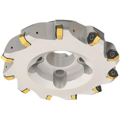 Iscar - 100mm Cut Diam, 32mm Arbor Hole, 3.5mm Max Depth of Cut, 30° Indexable Chamfer & Angle Face Mill - 7 Inserts, H600 WXCU 08 Insert, Right Hand Cut, 7 Flutes, Through Coolant, Series Helido - All Tool & Supply