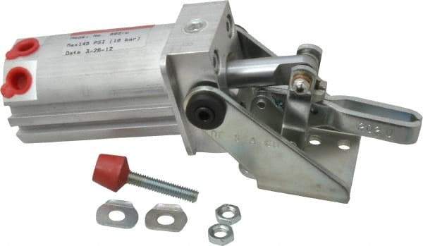 De-Sta-Co - 200 Lb Inner Hold Capacity, Horiz Mount, Air Power Hold-Down Toggle Clamp - 1/8 NPT Port, 145 Max psi, 102° Bar Opening, 26.92mm Height Under Bar - All Tool & Supply