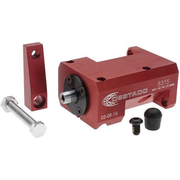 De-Sta-Co - 90 Lb Clamping Force, Right Hand Swing, 31.75mm Total Stroke, Single-Acting Pneumatic Swing Clamp - 1/8 NPT Port, 104.39mm Body Length x 38.1mm Body Width, 2.01 Cu In (Clamp), 2.26 Cu In (Unclamp), 130 Max psi - All Tool & Supply