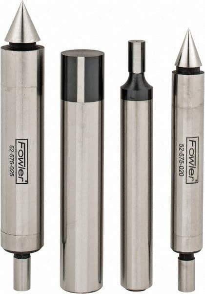 Fowler - 3/8 Inch Shank Diameter, 0.0002 Inch Accuracy, Double, Single End, Edge Finder Set - 0.5 Inch Head Diameter, Conical, Cylindrical Head Type, Includes 4 Attachments, Wooden Case, 4 Pieces - All Tool & Supply