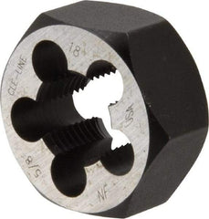 Cle-Line - 5/8-18 UNF Thread, 1-1/4" Hex, Hex Rethreading Die - Carbon Steel, 5/8" Thick, Series 0650 - Exact Industrial Supply