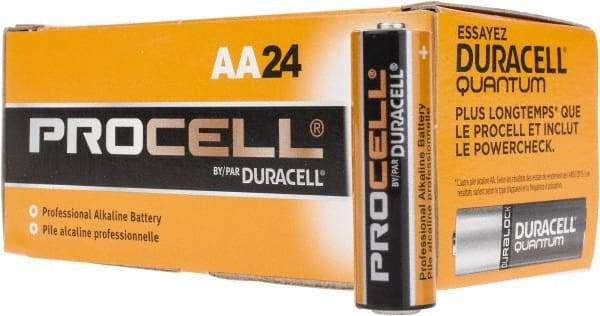 Duracell - Size AA, Alkaline, 24 Pack, Standard Battery - 1.5 Volts, Button Tab Terminal - All Tool & Supply