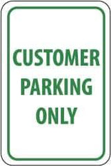 NMC - "Customer Parking Only", 12" Wide x 18" High, Aluminum Reserved Parking Signs - 0.063" Thick, Green on White, Rectangle, Post Mount - All Tool & Supply