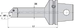 Kennametal - Left Hand Cut, Size KM63, DN.. Insert Compatiblity, Internal Modular Turning & Profiling Cutting Unit Head - 17mm Ctr to Cutting Edge, 125mm Head Length, Through Coolant, Series Kenlever - All Tool & Supply