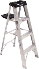 Werner - 3 Steps, 4' High, Type IA Rating, Aluminum Step Ladder - 300 Lb Capacity, 19-1/2" Base Width - All Tool & Supply