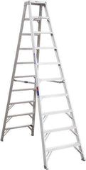 Werner - 9 Steps, 10' High, Type IA Rating, Aluminum Step Ladder - 300 Lb Capacity, 28-3/4" Base Width - All Tool & Supply