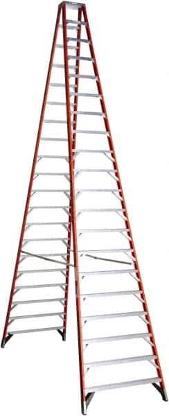 Werner - 20 Steps, 20' High, Type IA Rating, Fiberglass & Aluminum Step Ladder - 300 Lb Capacity, 48-5/8" Base Width - All Tool & Supply