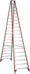 Werner - 20 Steps, 20' High, Type IA Rating, Fiberglass & Aluminum Step Ladder - 300 Lb Capacity, 48-5/8" Base Width - All Tool & Supply