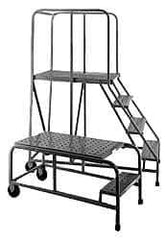 PW Platforms - 2 Step Platform - Rolling Work Platform, 500 Lb Capacity, 20" Platform Height, 26" Base Width x 27" Base Depth, Perforated Tread - All Tool & Supply