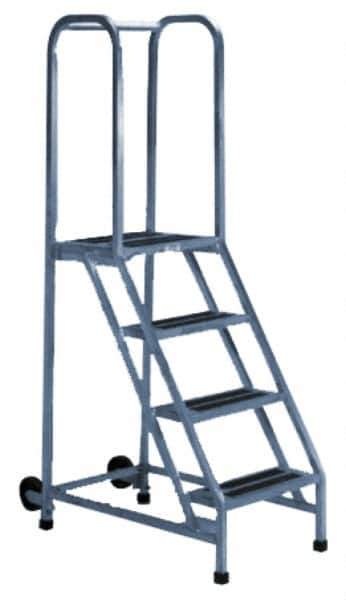 PW Platforms - 5 Step Ladder - Rolling Safety Ladder, 300 Lb Capacity, 50" Platform Height, 30" Base Width x 39" Base Depth - All Tool & Supply