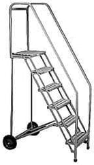 PW Platforms - 80" 5 Step Portable Safety Ladder - 300 Lb Capacity, 50" Platform Height, 32" Base Width x 45" Depth, Perforated Tread - All Tool & Supply