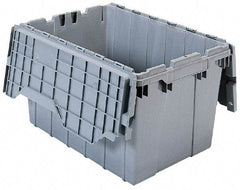 Akro-Mils - 2.28 Cu Ft, 100 Lb Load Capacity Gray Polyethylene Attached-Lid Container - Stacking, Nesting, 21-1/2" Long x 15" Wide x 17" High, Lid Included - All Tool & Supply