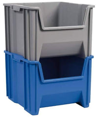 Akro-Mils - 75 Lb. Load Capacity, 15-1/4" Deep, Blue Polypropylene Hopper Stacking Bin - 12-7/16" High x 19-7/8" Wide x 15-1/4" Long - All Tool & Supply