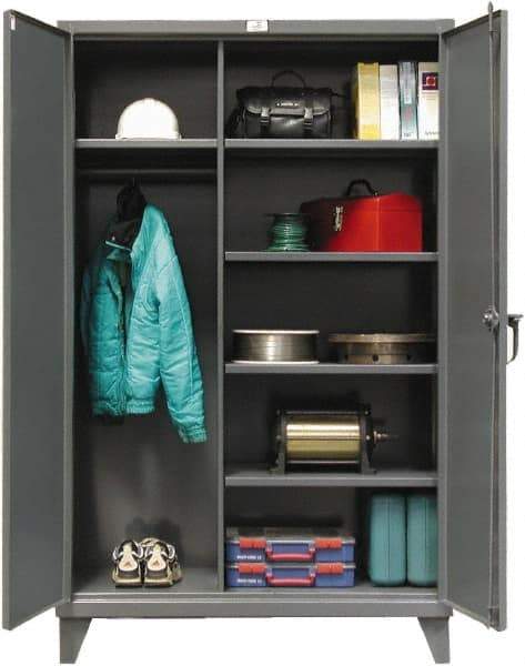 Strong Hold - 5 Shelf Combination Storage Cabinet - Steel, 60" Wide x 24" Deep x 72" High, Dark Gray - All Tool & Supply