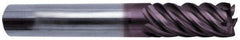 Guhring - 1", 5 Flute, Single End, Solid Carbide, Corner Chamfer End Mill - 4" OAL, 45° Helix, Right Hand Flute, 1-1/2" LOC, Right Hand Cut - All Tool & Supply