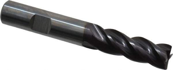 Guhring - 1/2", 1-1/4" LOC, 1/2" Shank Diam, 3-1/2" OAL, 4 Flute, Solid Carbide Square End Mill - Single End, Nano-A Finish, Spiral Flute, 36/38° Helix, Centercutting, Right Hand Cut, Right Hand Flute, Series 3080 - All Tool & Supply