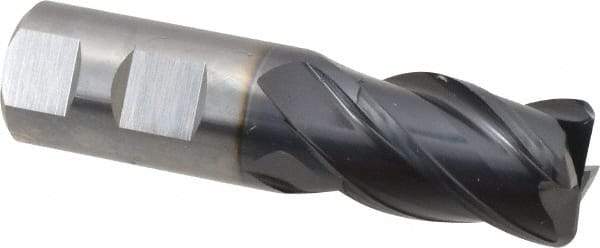 Guhring - 1", 4 Flute, Single End, Solid Carbide, 1/8" Corner Radius End Mill - 4" OAL, 35/38° Helix, Right Hand Flute, 1-1/2" LOC, Right Hand Cut - All Tool & Supply