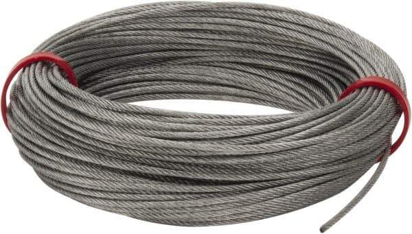 Value Collection - 1/16" Diam, Aircraft Cable - 480 Lb Breaking Strength, 7 x 7 Strand Core - All Tool & Supply