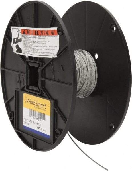 Value Collection - 1/16" Diam, Aircraft Cable - 500 Lb Breaking Strength, 1 x 19 Single Strand - All Tool & Supply